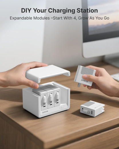 12-In-1 Desktop Charging Station with 4 Retractable Wall Chargers, 40W USB-C Power Strip with 4 AC, 4 USB C, 4 Type-C 31.5In Cables, Extension Cord with 1020J Surge Protection for Home Office